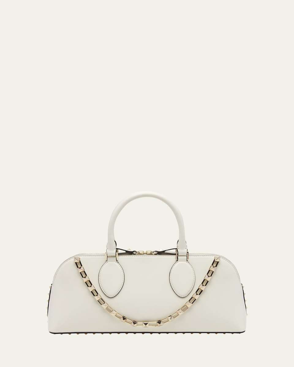 Rockstud Glossy Leather Top-Handle Bag